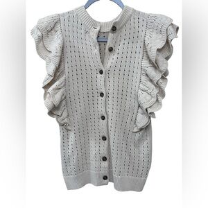 Who What Wear Cream Ruffled Cardigan